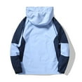 thumbnail image 3 of Bmawag Mens Outdoor Jacket with Hoodies Waterproof Windproof Big and Tall Men's Color Blocked Raincoats Windbreakers with Pockets for Sport Outdoor Hiking Gift for Men Light Blue XXL, 3 of 8