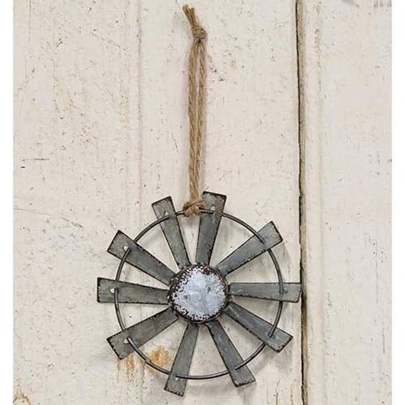 CWI Gifts Small Metal Windmill Ornament with Jute Rope, 4"