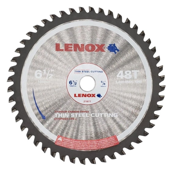 Lenox 21877TS612048CT 6 1/2 (165mm) 48 Tooth Count Metal Cutting Circular Saw Blade For Thin Steel