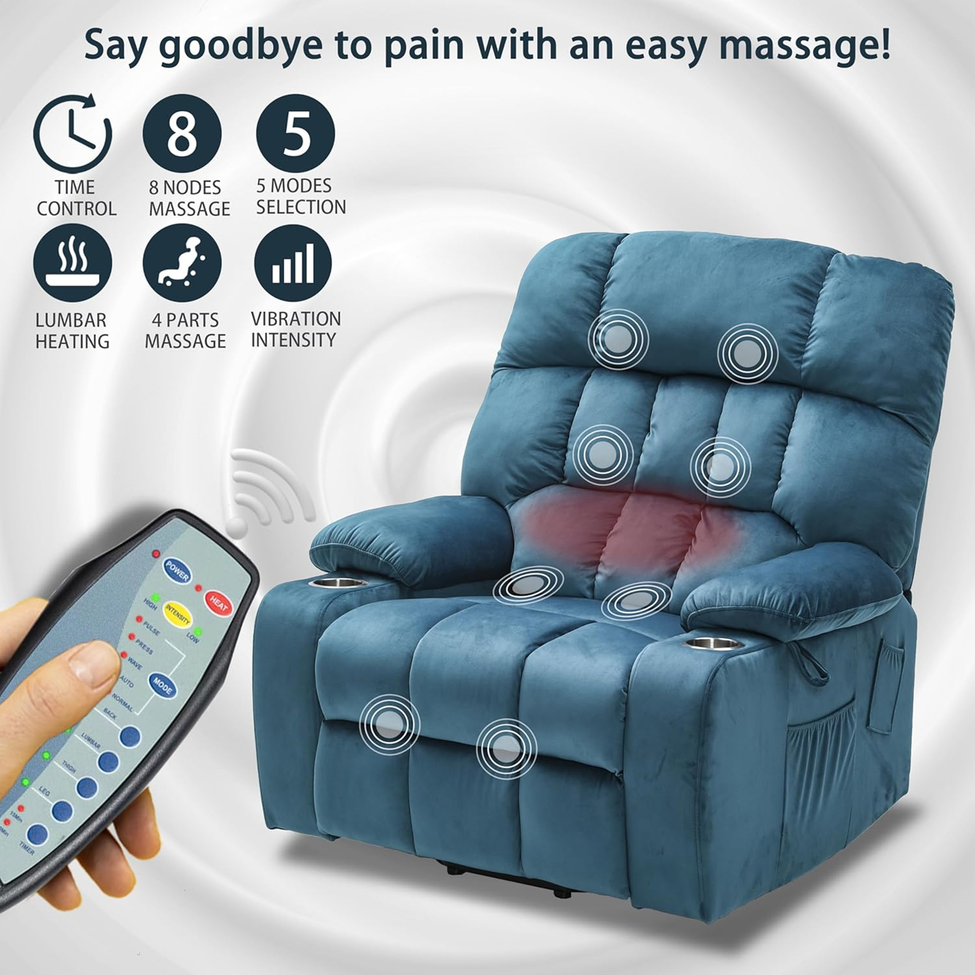 LITVZ Heavy Duty Recliner Chairs with Cup Holders for Adults Big and Tall, Oversized Power Recliner Lift Chair for Elderly, Heat and Massage, Stand Up, Lay Flat 160 Degree Sleeping