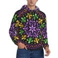 thumbnail image 2 of Uemuo Mardi Gras5 Pattern Men's Hoodie - Casual Pullover Hoodie with Kangaroo Pocket, Stylish Hooded Sweatshirt for Everyday Wear-Medium, 2 of 7