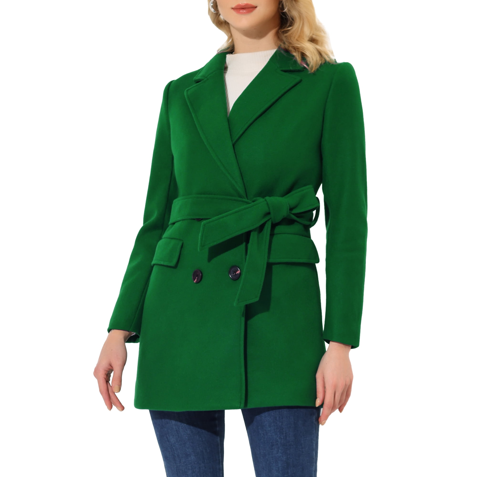 INSPIRE CHIC Women's Double Breasted Belted Pocket Trench Coat