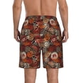thumbnail image 3 of KLL Coffee Stamp Men's Casual Summer Beach Shorts Hawaiian Shorts with Pockets-Medium, 3 of 5