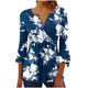 thumbnail image 2 of ICHUANYI Liquidación Camisas de túnica con cuello en V casual manga 3/4 estampado floral camisas básicas de verano blusa plisada ICHUANYI WER202308252179, 2 of 5