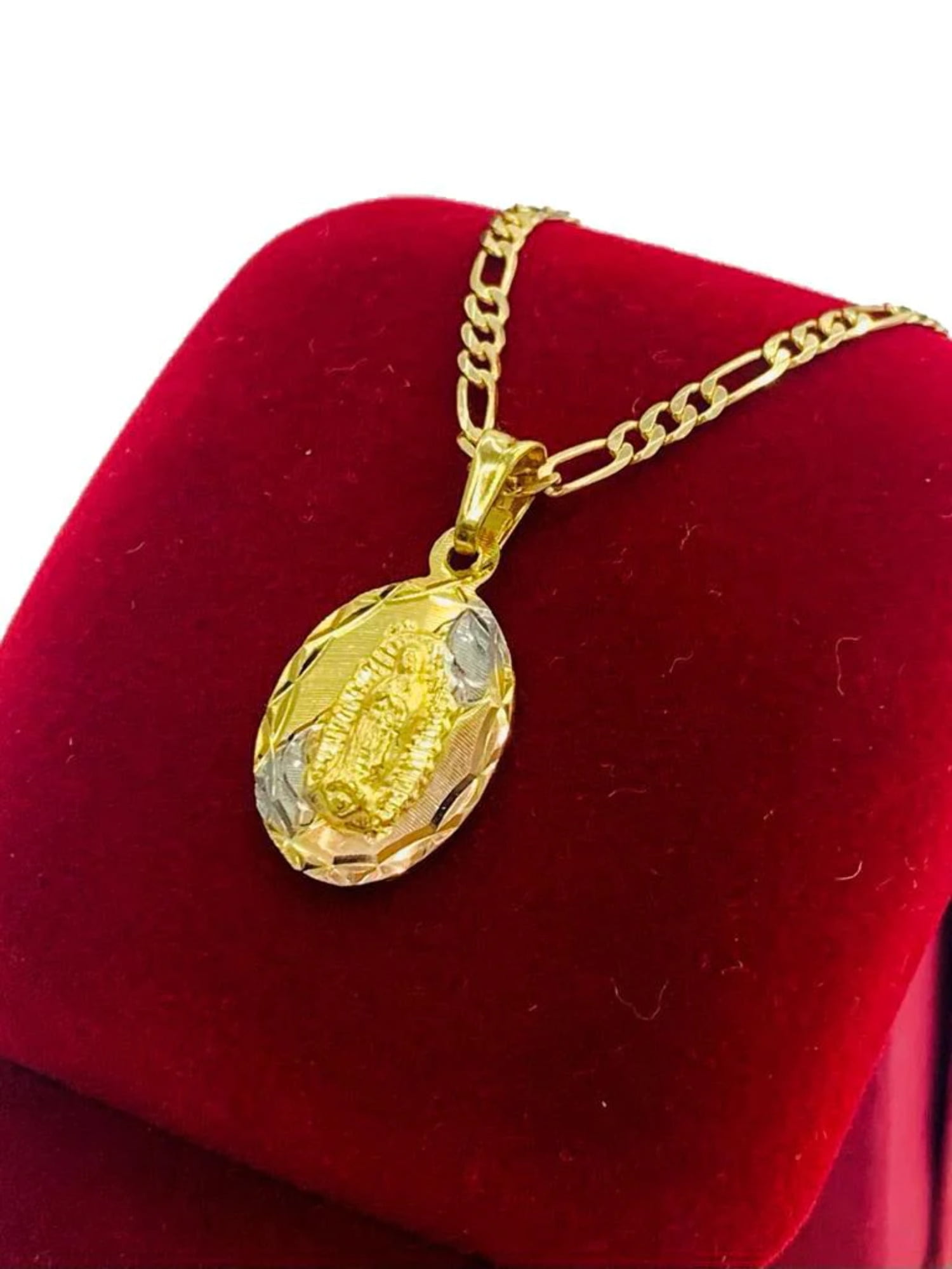 OUR LADY OF GUADALUPE NECKLACE- 14k Yellow Gold/White - The Littl A$144.99  A$144.99 14k Yellow Gold Faith Necklaces