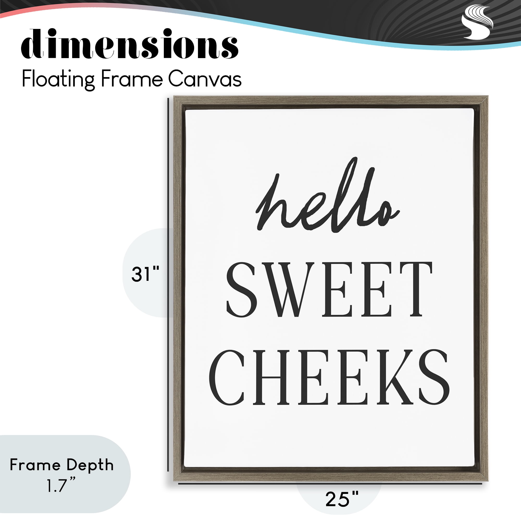 Stupell Industries Sweet Cheeks Bathroom Humor Brown Framed Floater Canvas Wall Art, design by Lettered and Lined