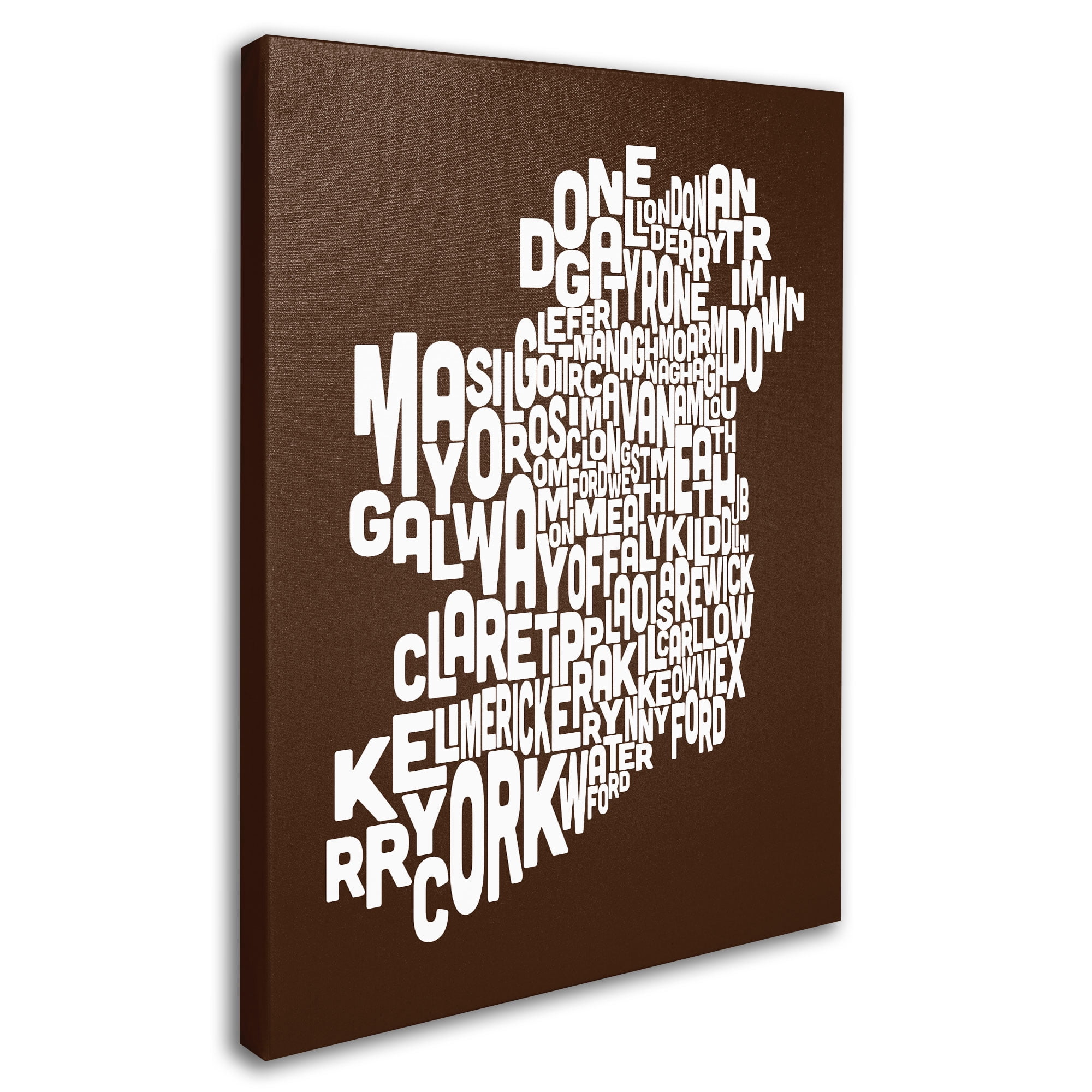 Trademark Art 'CHOCOLATE-Ireland Text Map' Canvas Art by Michael Tompsett