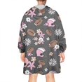 thumbnail image 2 of Gray Football and Flowers Pattern Wearable Oversized Blanket,Wearable Blanket Hoodie for Adults,Cozy Hooded Blankets with Super Pockets,Super Warm Fuzzy Pullover for Women & Men, 2 of 6