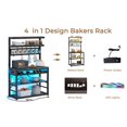 thumbnail image 4 of Bakers Rack with Power Outlet, 6-Tier Coffee Bar, Microwave Stand with Wine Rack, LED Lights and 10 Hooks, Bakers Racks for Kitchens with Storage, Grey, 4 of 9