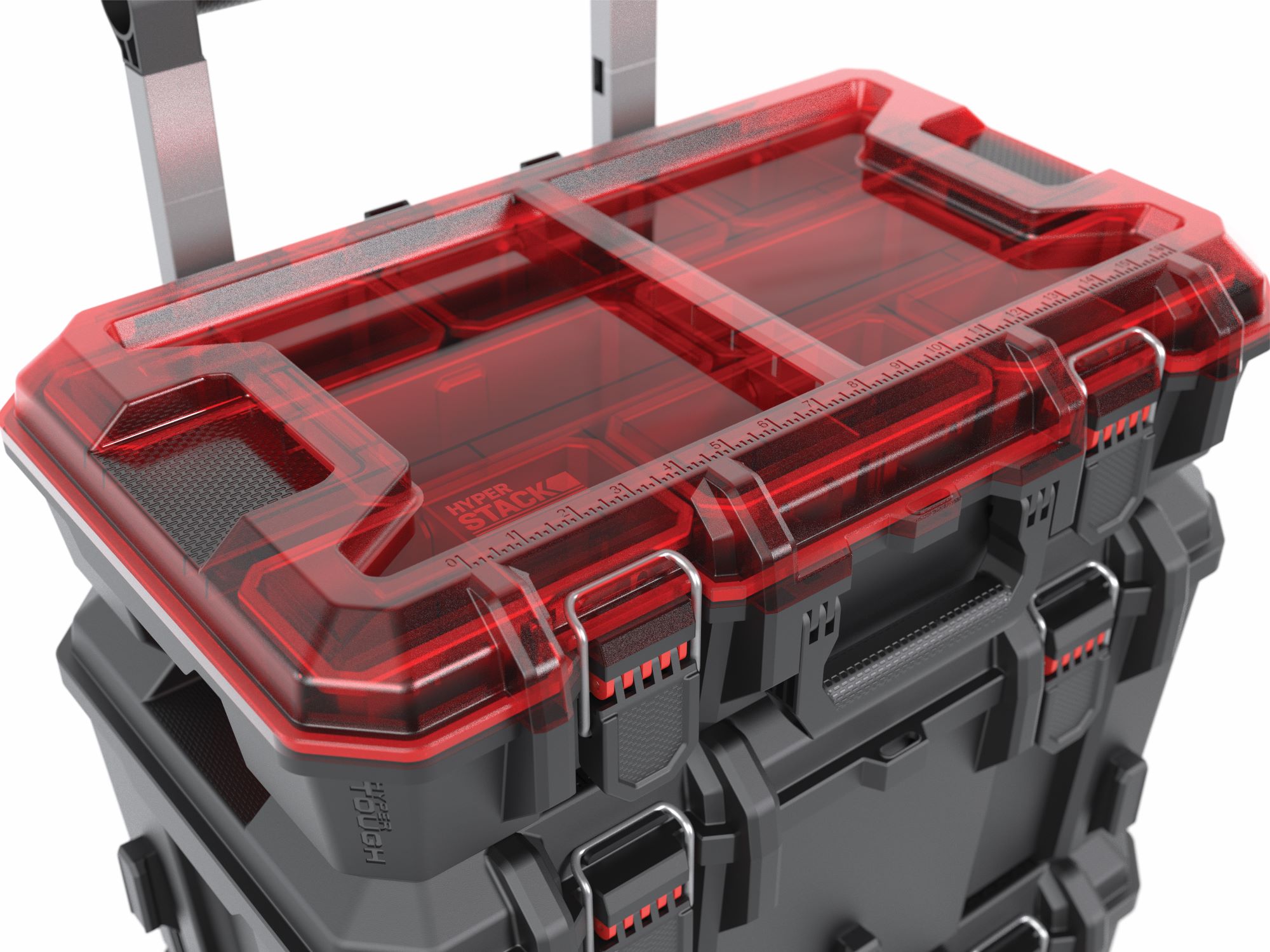 Sistema modular de caja de herramientas rodante de 3 piezas Hyper Stack, negro 7