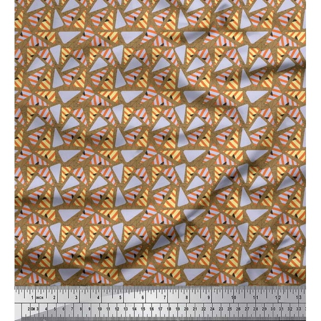 Soimoi Tissu Popeline de Coton Triangle Géométrique Tissu Imprimé 1 Yard 42 Inch Wide