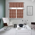 thumbnail image 4 of Brown Boho Kitchen Curtains Sets for Windows 24 Inch Length, Retro Farmhouse Abstract Floral Motifs Rod Pocket Window Treatments Tier Curtains and Valances Set for Bedroom/Bathroom, 4 of 8