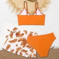 thumbnail image 4 of BOBOGOJP Girls 3 Piece Swimsuits Bathing Suit Cute Ruffle Floral Print Bikini Set with Skirt Kids Swimwear Size 10-16 Years (Orange, 13-14 Years), 4 of 4