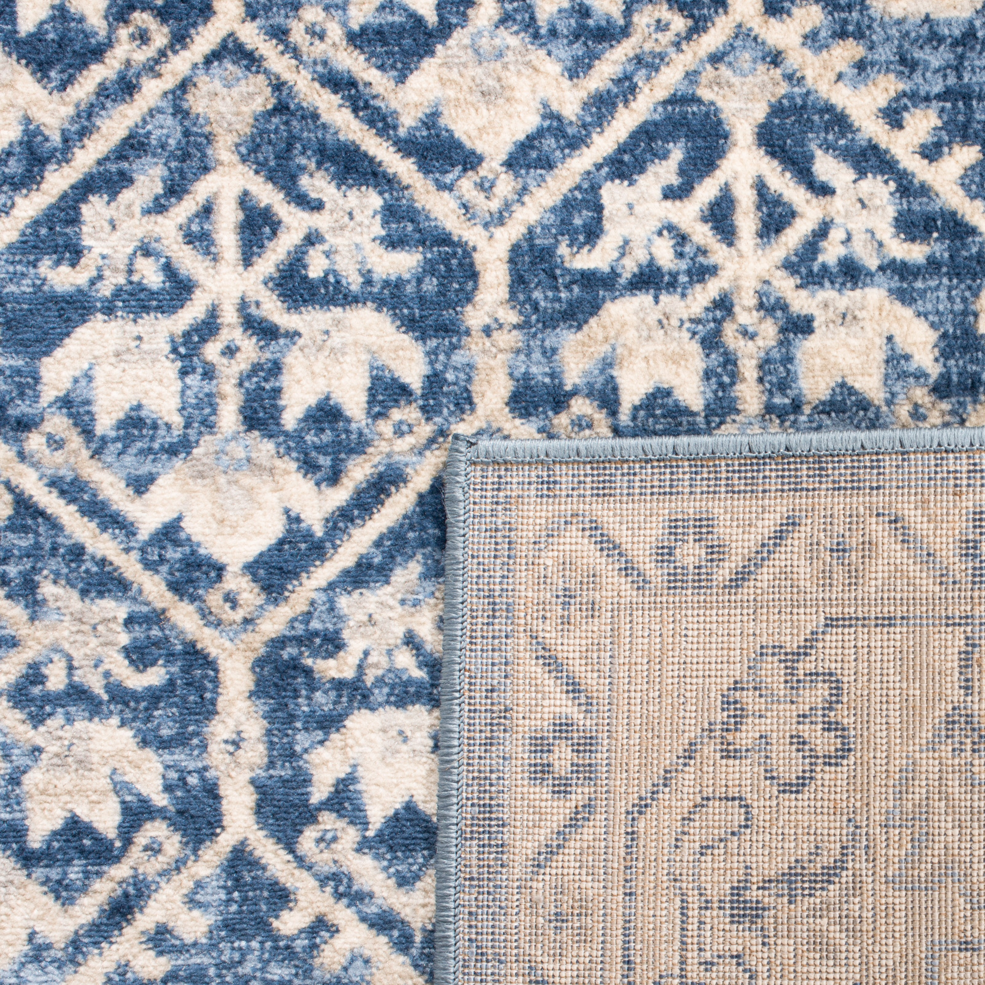 SAFAVIEH Brentwood Pompeii Geometric Runner Rug, Navy/Light Gray, 2' x 10'