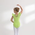 thumbnail image 2 of ‌LYMAYTER Ballet Leotards for Girls Ruffled Sleeve Bodysuit Summer Short Sleeve Dance Practice 3-11Y, 2 of 8