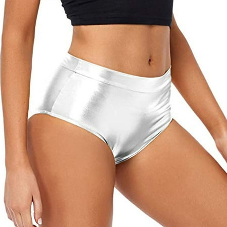 (2-Pack) Puawkoer Women s High Waisted Metallic Shorts for Women High Waist Booty Shorts Rave Bottoms Boy Shorts Underwear for Women for Dancing Hot Pants Women Shorts Ca