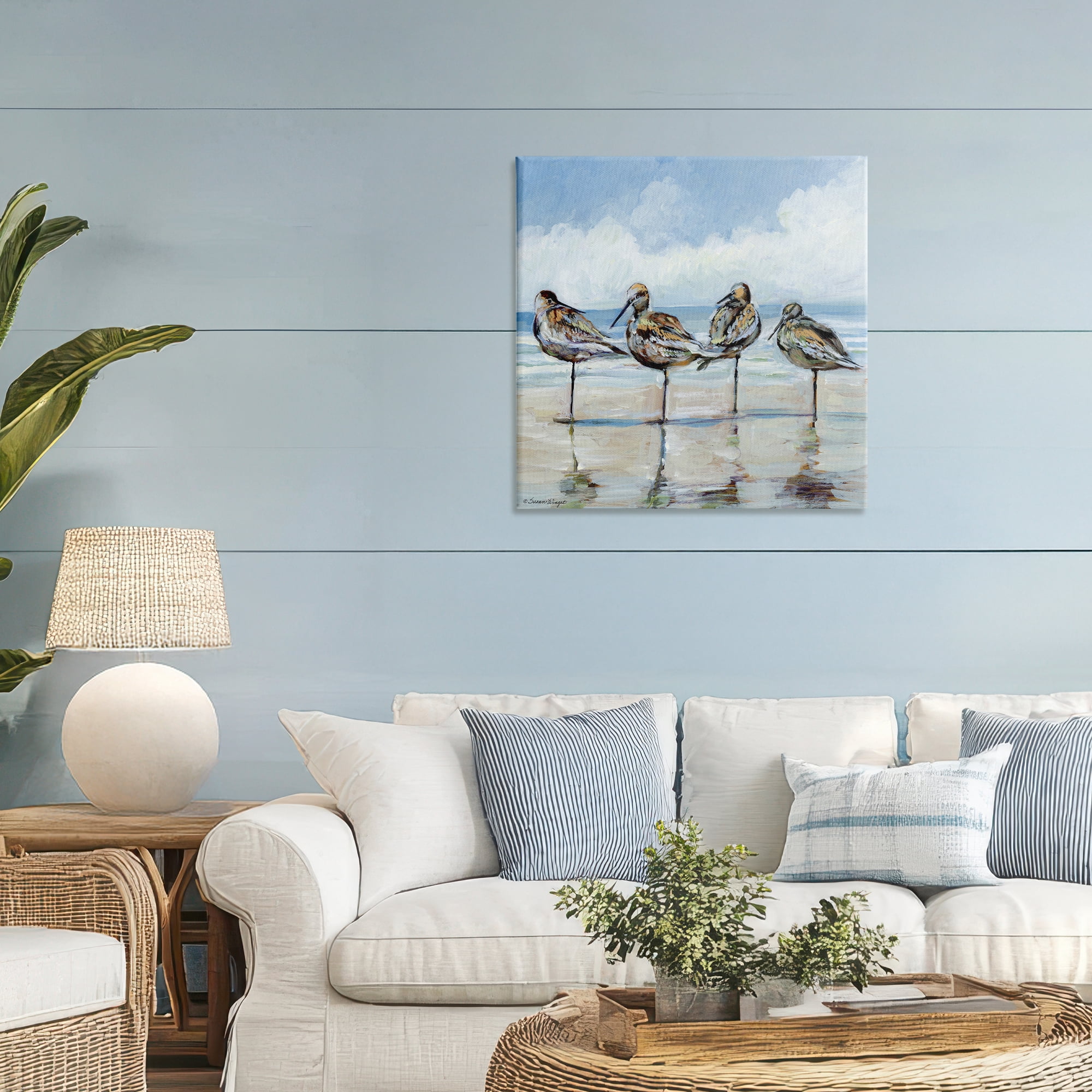 Stupell Industries Sandpipers Balancing On Beach Canvas Wall Art, design by Susan Winget