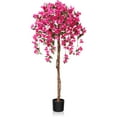 thumbnail image 4 of DR.Planzen 5 feet Artificial Bougainvillea Flowers Tree In Black Plastic Pot, Indoor Plants with Wood Trunk and Pink Flowers for Housewarming Decor, 4 of 8
