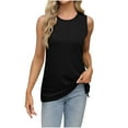 thumbnail image 1 of Pisexur Blouses pour Femmes Décontractées Mode Printemps/été Col Rond T-shirt Uni Manches Courtes Blouse Noire,L, 1 of 3