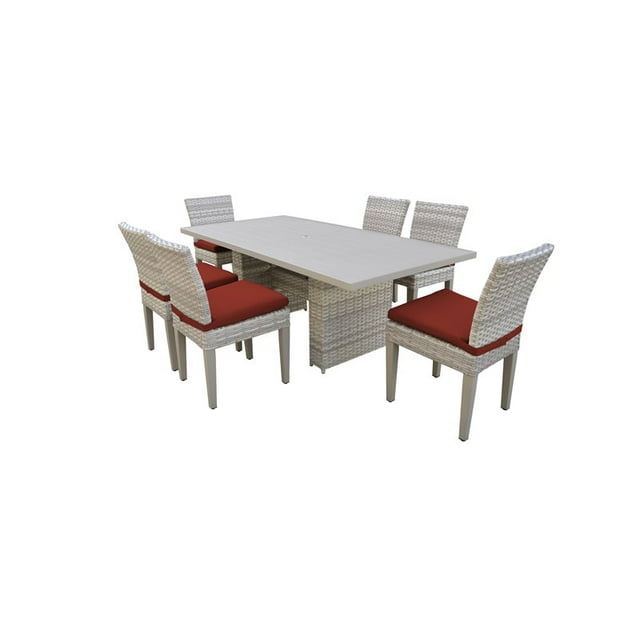 Table de Salle à Manger Patio Extérieur Rectangulaire Fairmont avec 6 Chaises Sans Bras