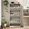 thumbnail image 5 of VEANERWOOD Farmhouse Shoe Storage Cabinet, Freestanding Shoe Rack Organizer with 3 Flip Drawers for Entryway Hallway, 5 of 7