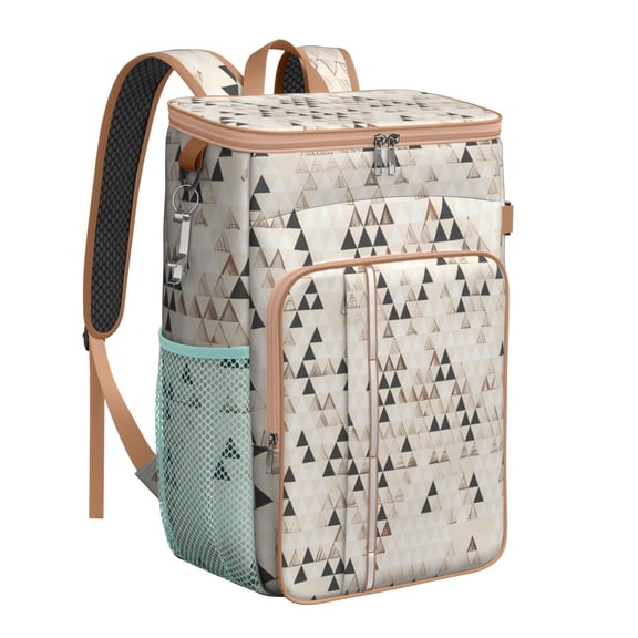 Abstract Geometric Cooler Backpack - 20L Insulated Leakproof Bag, Bohemian Style for Camping & Beach