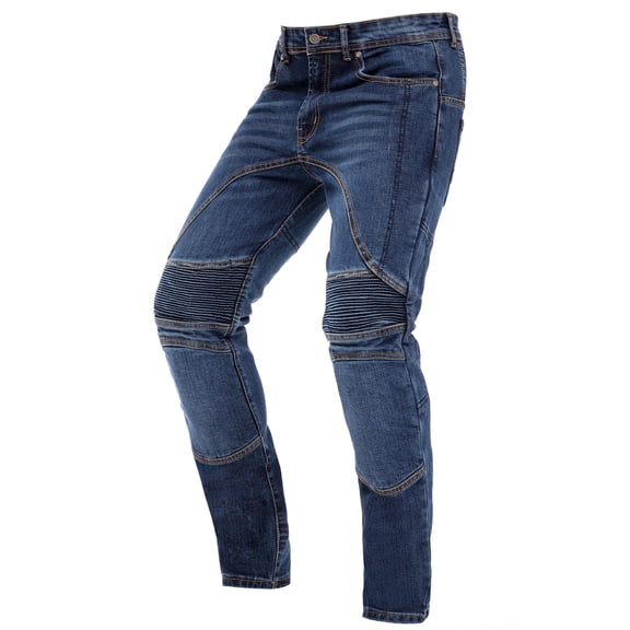 JuicyTrendz Men’s Motorcycle Adventure Riding Pants – Motorbike Jeans with Knee and Hip Protective Pads Mid-Blue W32-L30
