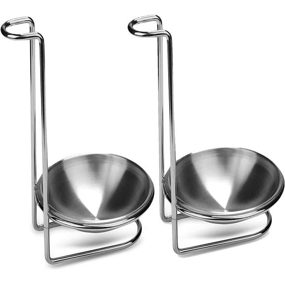 Casewin Standing Spoon Rest with Stainless Steel Dish Upright Utensil Holder for Stovetop & Kitchen Counter Organization, Modern Vertical Design, 2PCS