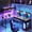 Vintage, variant on Casacomoda 59" L Shaped Gaming Desk with LED Light & Power Outlets, Computer Desk with Keyboard Tray & Shelves, Corner Desk with Drawer, Reversible Office Desk, Black