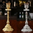 thumbnail image 2 of Creative 2 Pieces Metal Taper Holders Brass Pillar Candlestick Ornament for Table Tea Room Hotel Yoga Room, 2 of 6