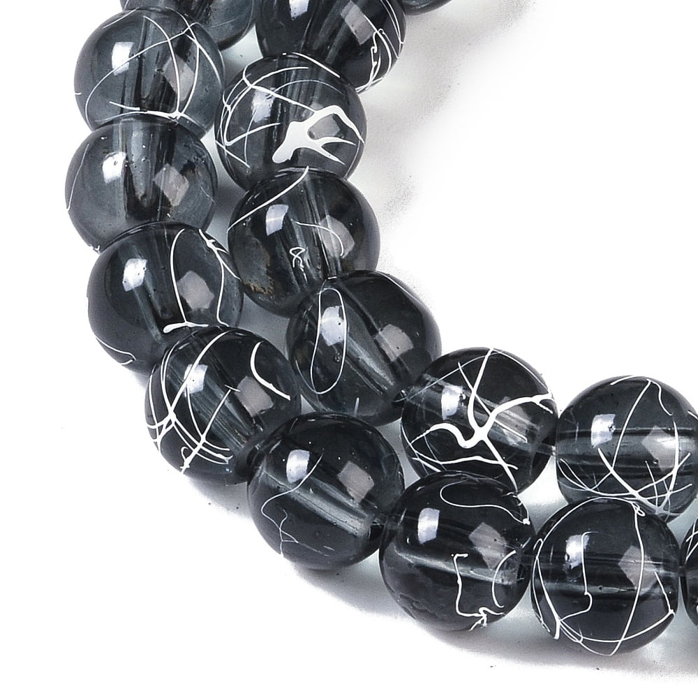 Drawbench Transparent Glass Beads Strands Spray Painted Round Gray 8mm Hole: 1.3~1.6mm 31.4 inch