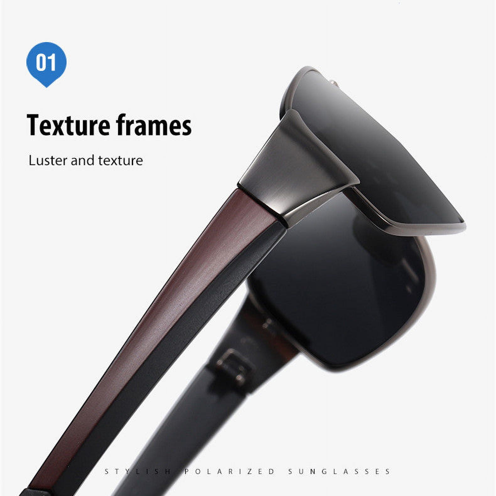Polarized Sunglasses for Men, Square Frame, TAC Lens, UV Protection, Ideal for Driving, Fishing, Outdoor Sports and Fashion