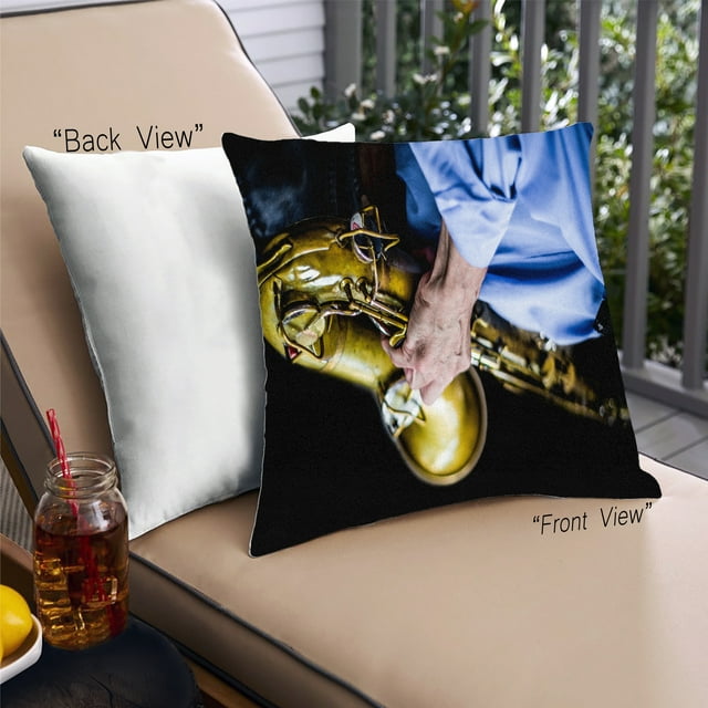 Ahgly Company Coussin de Musique Saxophone Extérieur, 18 Pouces par 18 Pouces