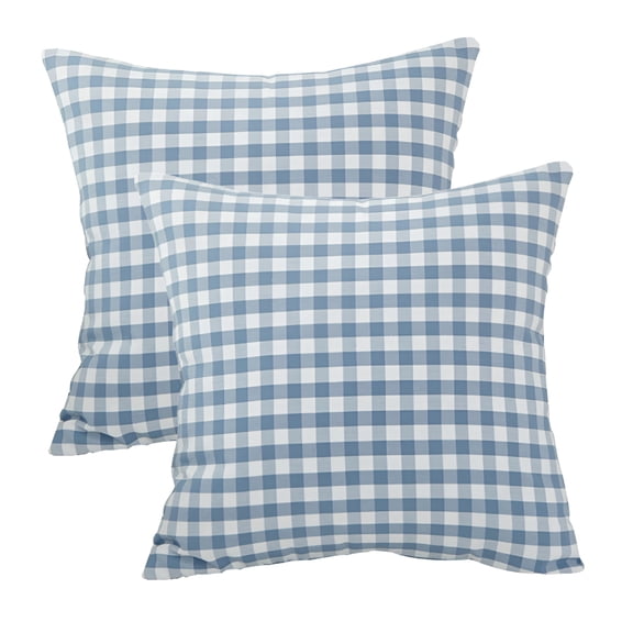 AUQ Light Blue Farmhouse Buffalo Plaid Pillow Covers 18X18 Set of 2 Patio Outdoor Decor Neutral Checkered Pillow Covers 18 X 18, Blue and White Gingham