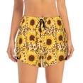thumbnail image 2 of Daiia Abstract Leopard Print Sunflower Pattern Women's 2 in 1 Running Shorts - Lightweight Athletic Workout Gym Yoga Shorts Liner with Phone Pockets-Medium, 2 of 7