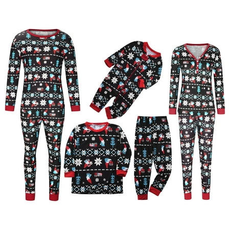 

jsaierl Christmas Pajamas for Family 2022 Christmas Print Family Pjs 2 Piece Matching Set Soft Holiday Outfits Loungewears for Women Men Kids