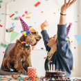 thumbnail image 4 of Sombrero de cumpleaños para perro y mascota, bufanda triangular para fiesta, disfraz de cumpleaños para perro, vestido de gato para fiesta, decoración, producto para cachorros, 1 unidad, 4 of 4
