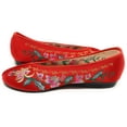 thumbnail image 3 of TJ Global Women's Traditional Chinese Flower Embroidery Flats - Totem Style Loafers Comfortable Round Toe Ballet, Cheongsam (Red, Size 8), 3 of 4