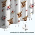 thumbnail image 6 of White Highland Cow Flower Pattern Shower Curtain 36"x72" ,Bathroom Decorative Shower Curtains Set with 12 Hooks,Modern Waterproof Washable Shower Curtain, 6 of 6