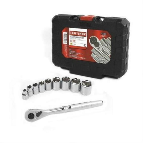 Craftsman 10-Piece Socket Wrench Set 3/8-Inch Drive with Storage Case, 6-Point Metric Sockets Professional Grade Ratchet Kit