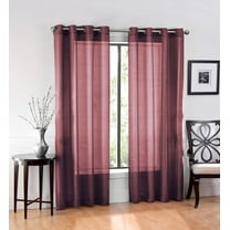 Set of 2 Harper Sheer Voile Grommet Top Curtains, 84" Long, Burgundy