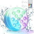 thumbnail image 1 of Luz LED sumergible, 1 unidad, 13 LED multicolor, luces de piscina con control remoto, luces subacuáticas, IP68 a prueba de agua, luces de bañera para acuario, spa, estanque, fiesta, jardín, 1 of 5