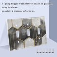 thumbnail image 3 of Yayeee Toggle Light Switch Wall Plate 3-Gang 6.37"x4.48" Decorative Outlet Cover, Gray Hexagons, 3 of 7