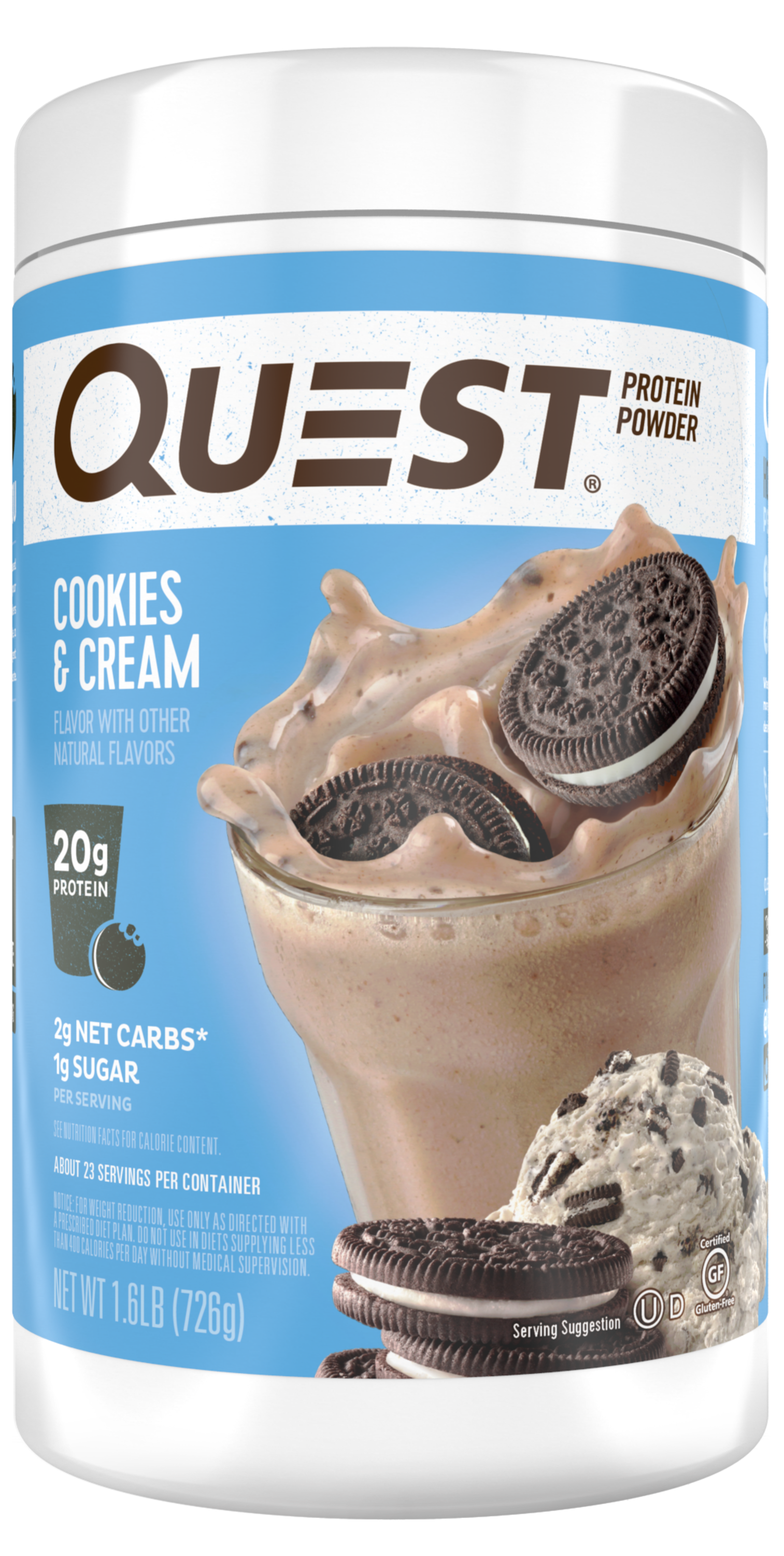 Quest Protein Powder, Cookies and Cream, 20g Protein, 1.6 lb, 25.6 oz