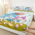 thumbnail image 4 of Erosebridal Colorful Cartoon Easter Eggs Kids Bed Sheets,Pink Bowknot Cute Blossom Flowers King Sheets For Girls 4 Pieces, 4 of 6
