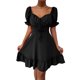 thumbnail image 1 of VISgogo Vestido de verano para mujer, vestido corto de corte bajo liso con lunares jacquard de manga corta, trajes de dobladillo con volantes de cintura alta para mujer VISgogo  moda, 1 of 2