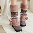 thumbnail image 2 of Purple Womens Snow Boots With Plush Interior Flat Heel Mid Calf Design Non-Slip And Warm For Winter Wear, 2 of 5