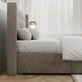 thumbnail image 5 of Amolife King Size Upholstered Lift up Storage Platform Bed Frame with Fabric Button Tufted Wingback Headboard, Beige, 5 of 13