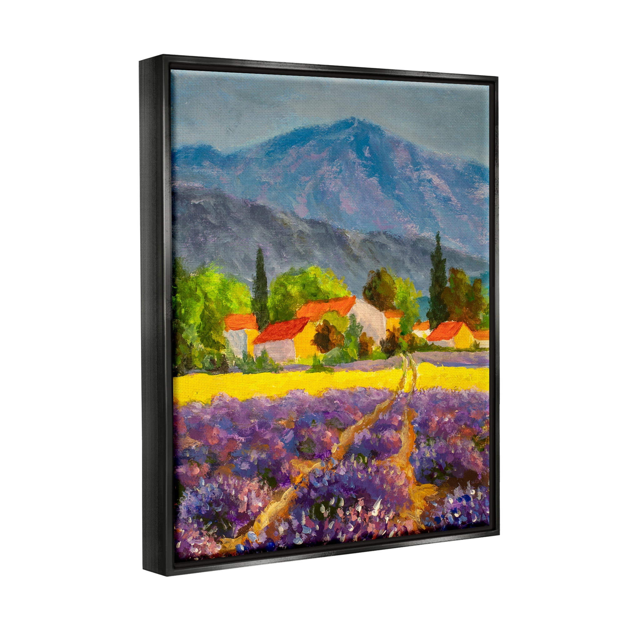 Stupell Industries Lavender Field Landscape Nature Painting Black Floater Framed Art Print Wall Art, 25 x 31