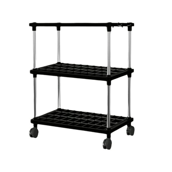 HCBY 3 Tier Mobile Storage Cart Shelves Black Plastic Organizer for Bathroom Living Room Household Supplies Books ​
